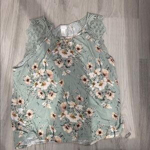 H&M White and Brown Sleeveless Blouse